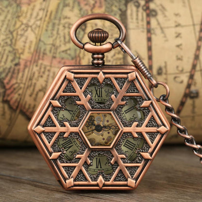 Montre à gousset mécanique à remontage manuel boitier Octogonal couleur cuivre ou argent Ma montre à gousset