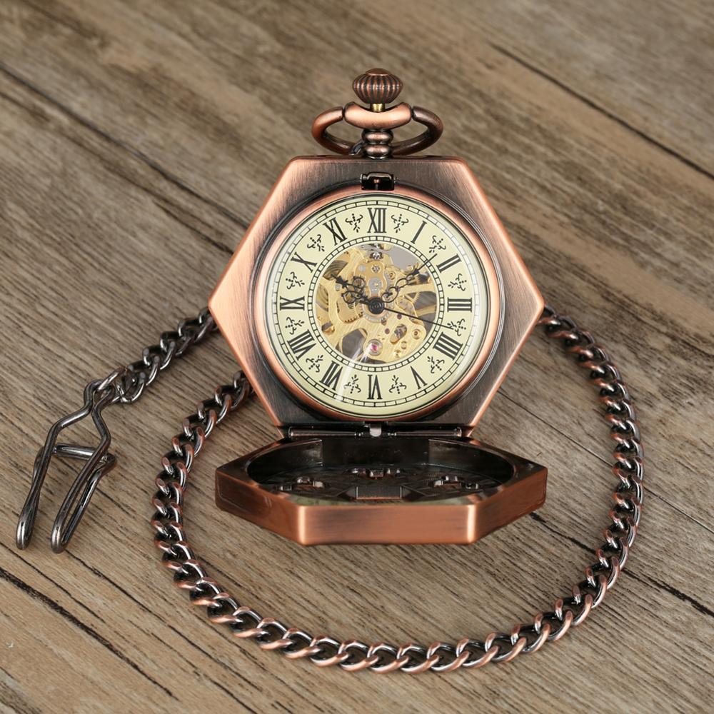 Montre à gousset mécanique à remontage manuel boitier Octogonal couleur cuivre ou argent Ma montre à gousset