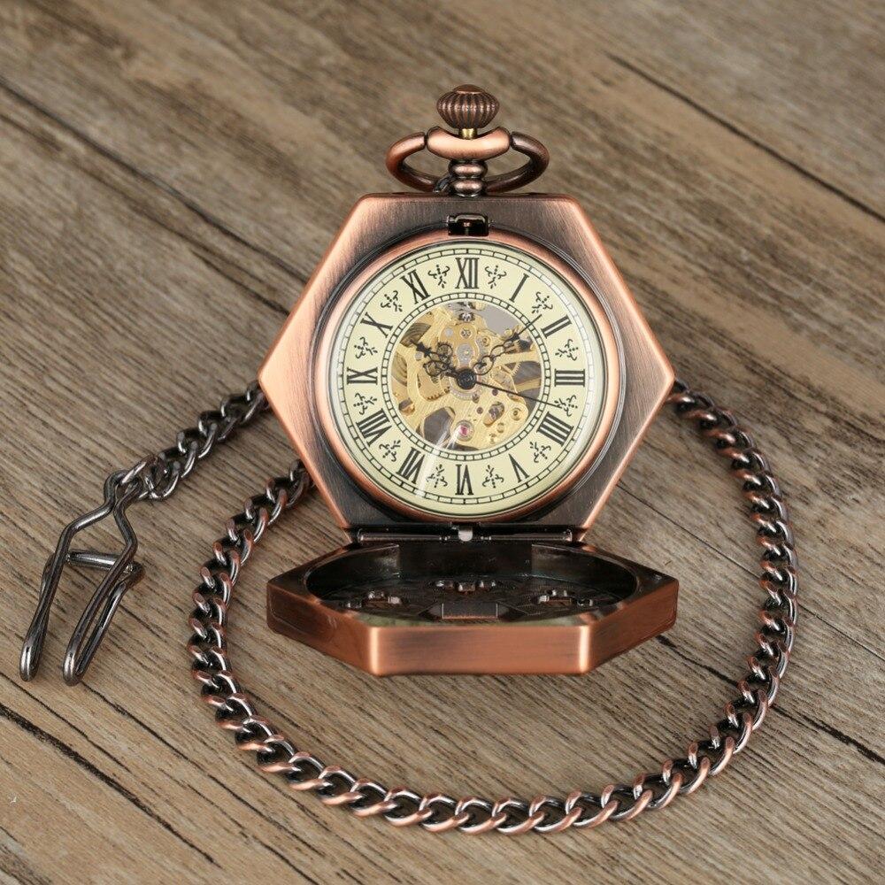 Montre à gousset mécanique à remontage manuel boitier Octogonal couleur cuivre ou argent Ma montre à gousset