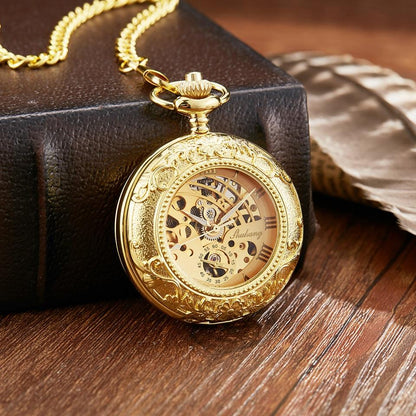 Montre à gousset mecanique à remontage manuel boitier et mouvement doré Ma montre à gousset
