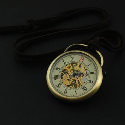 Montre à gousset mécanique à remontage manuel boitier laiton, chiffres Romains et mouvement apparent Ma montre à gousset