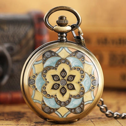 Montre à gousset mécanique à remontage manuel capot avant fleure ton doré et bleu Ma montre à gousset