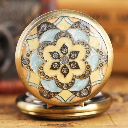 Montre à gousset mécanique à remontage manuel capot avant fleure ton doré et bleu Ma montre à gousset