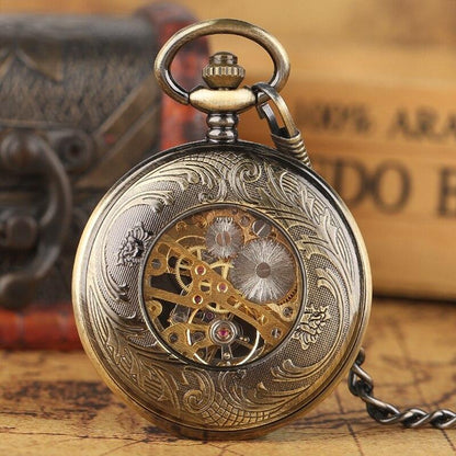 Montre à gousset mécanique à remontage manuel capot avant fleure ton doré et bleu Ma montre à gousset