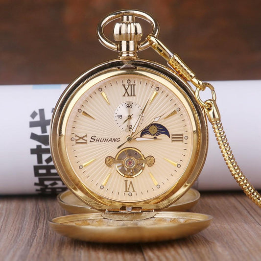 Montre à gousset mécanique à remontage manuel et phase de lune Ma montre à gousset