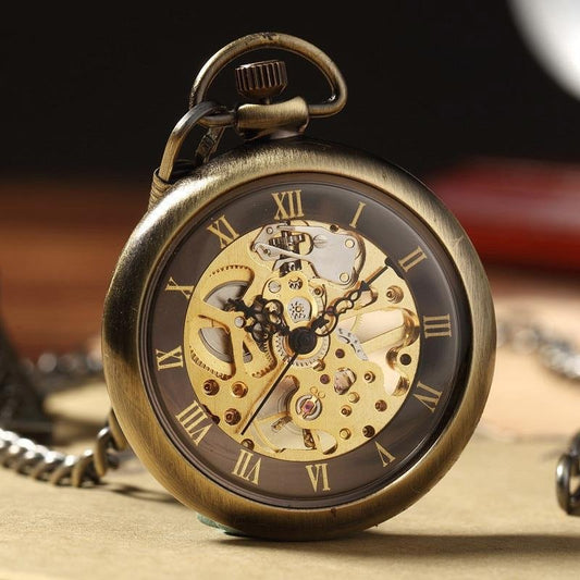 Montre à gousset mécanique à remontage manuel style rétro couleurs bronze Ma montre à gousset