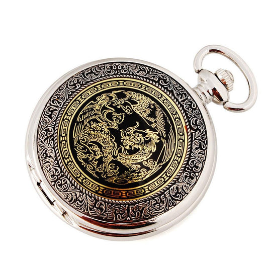 Montre à gousset mécanique à remontage manuel sur la thématique du dragon Ma montre à gousset