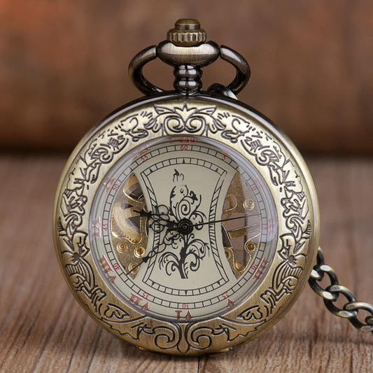 Montre à gousset mécanique à remontage manuel, capot avant et arrière vitré et cadran ouvert Ma montre à gousset