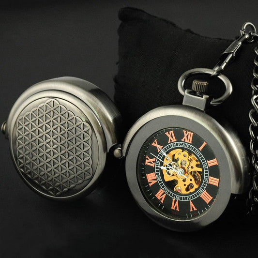 Montre à gousset mécanique à remontage manuel, capot coulissant design moderne Ma montre à gousset