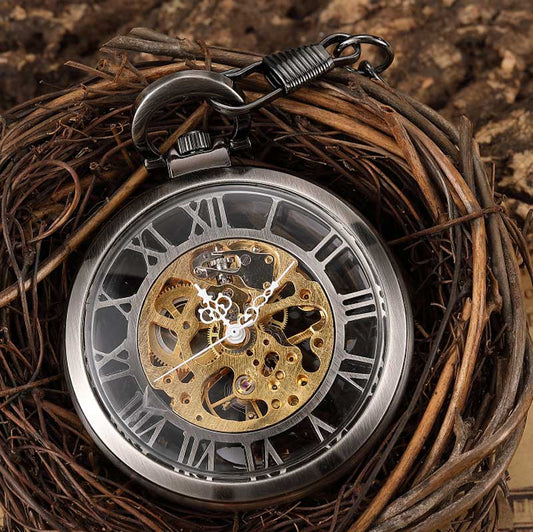 Montre à gousset mécanique à remontage manuel, mouvement apparent et chiffres romains Ma montre à gousset