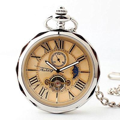 Montre à gousset mécanique et phase de lune, mouvement automatique à remontage par balancier Ma montre à gousset