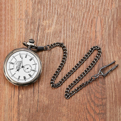 Montre à gousset mécanique mouvement automatique à remontage manuel, cadran blanc et chiffres Romains Ma montre à gousset