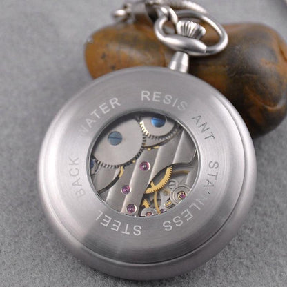 Montre à gousset mouvement mécanique à remontage manuel boitier acier et fond ouvert Ma montre à gousset