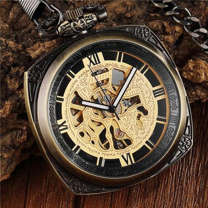 Montre à gousset mouvement mécanique apparent et boitier carré Ma montre à gousset