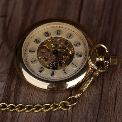 Montre à gousset mouvement mécanique apparent, boitier doré et cadrans avec chiffres Romains Ma montre à gousset