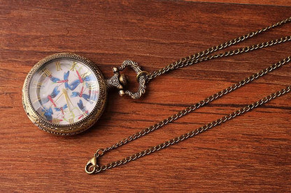 Montre à gousset mouvement quartz et cadrans déco libellule Ma montre à gousset