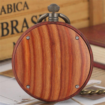 Montre à gousset rétro en bois d'ébène rouge et mouvement quartz Ma montre à gousset