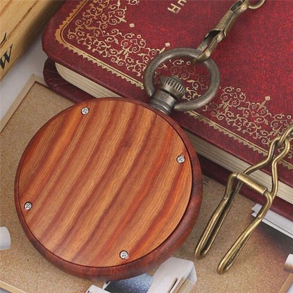 Montre à gousset rétro en bois d'ébène rouge et mouvement quartz Ma montre à gousset