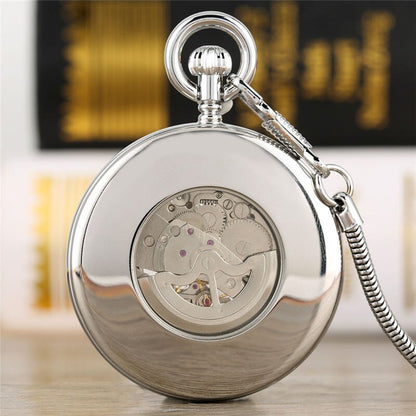 Montre à gousset mécanique à remontage automatique et manuel boitier chrome et chiffres Romains Ma montre à gousset
