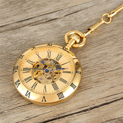Montre à gousset mécanique à remontage automatique et manuel boitier chrome et chiffres Romains Ma montre à gousset