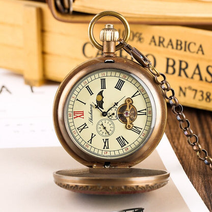 Montre à gousset mécanique fleurs aux inspiration Soviétique à remontage manuel et phases lunaire Ma montre à gousset