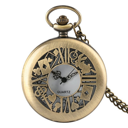 Montre à gousset thématique "Alice", mouvement quartz et petite fiole en verre Ma montre à gousset