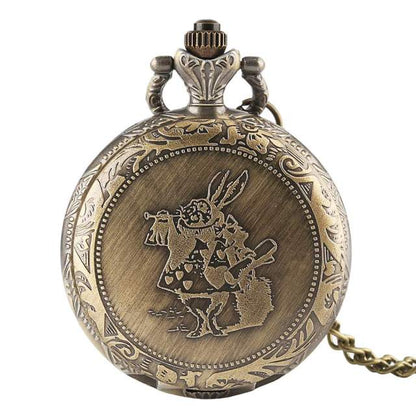 Montre à gousset thématique "Alice", mouvement quartz et petite fiole en verre Ma montre à gousset