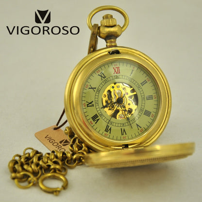 Montre à gousset mécanique boitier cuivre, blason embouti Ma montre à gousset